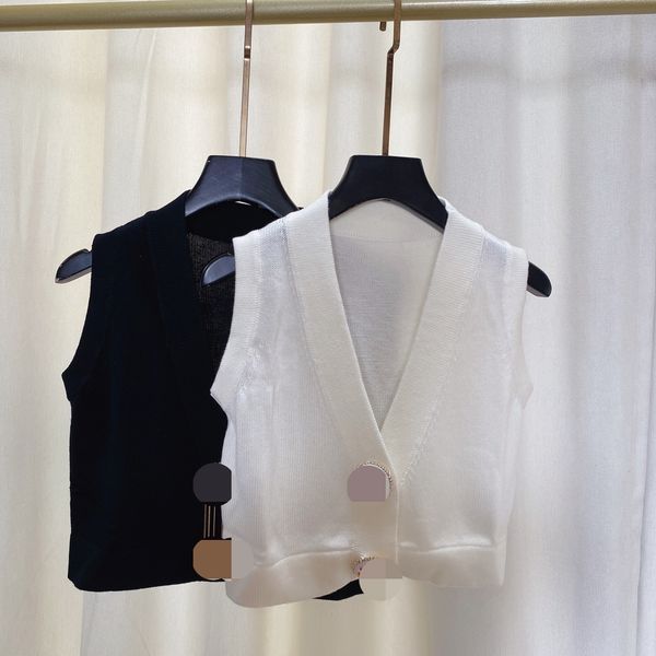 

809 l 2022 milan runway autumn summer brand same style sweater v neck cardigan black white womens meiyi, White;black