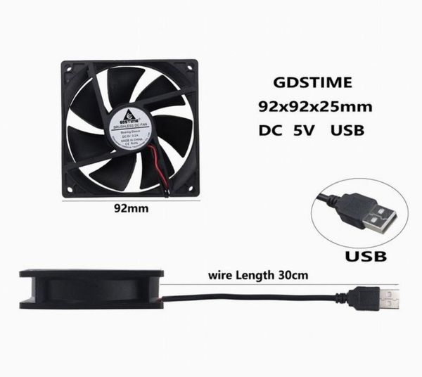 Охлаждение вентиляторов GDStime 92 мм x 25 мм 9225 USB -разъемы DC 5V 9 см. Бесстраночный моторный холодильник Copec