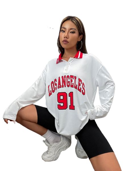 

letter graphic polo neck tee h7la#, White