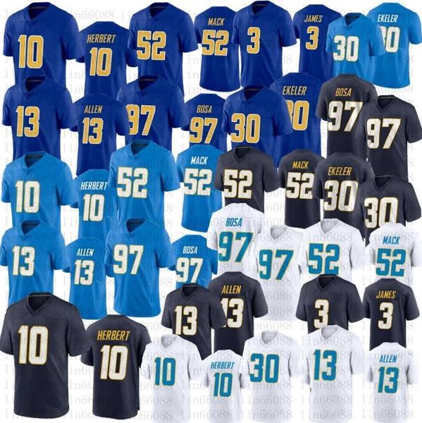 

stitched men 10 justin herbert football jersey 52 khalil mack 13 keenan allen 97 joey bosa austin ekeler 3 derwin james jerseys, Black