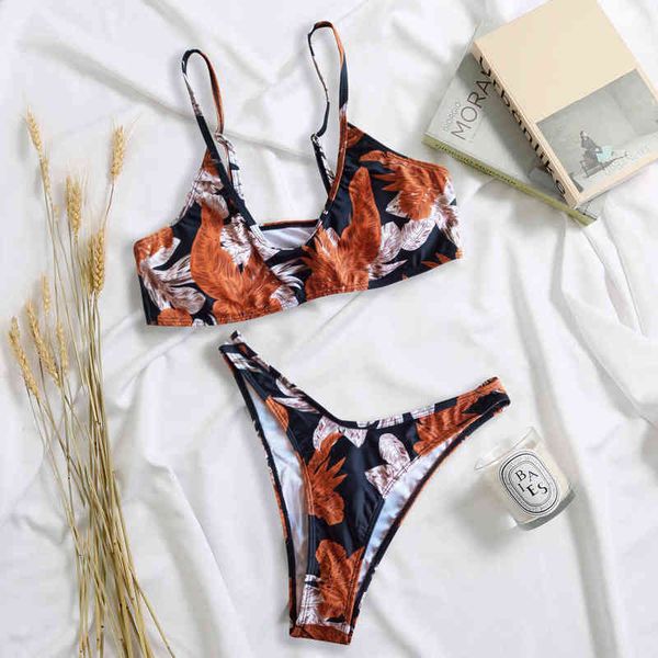 

split swimsuit women's popular swimsuit bikini floral bikini, White;black
