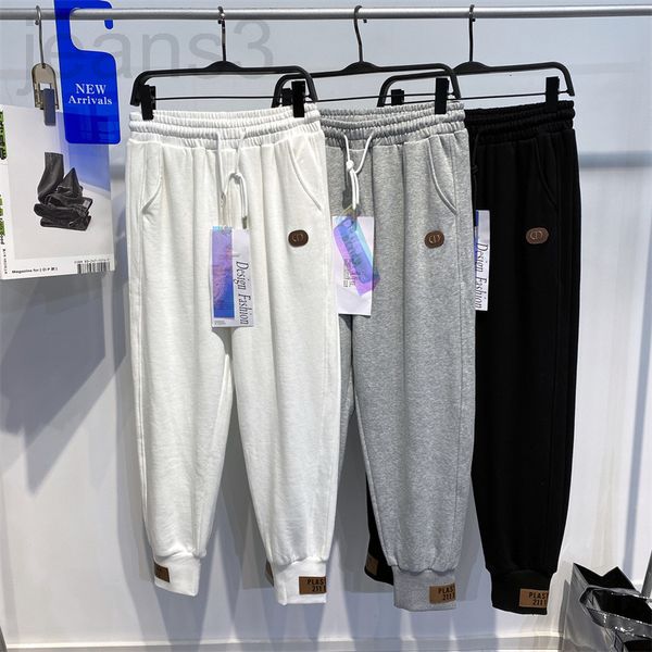 

men's tracksuits designer spring and summer fashion leggings labeling casual pants loose sports knitted drawstring men's b1ghc809, Gray