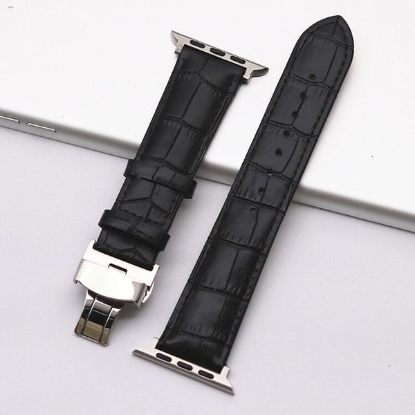 958-2 Universal Soft Watch Bands Игольчатые узоры мужской пот, ультратонкий ультратонкий подлинный кожаный ремешок для AppleWatch 5Egeneration
