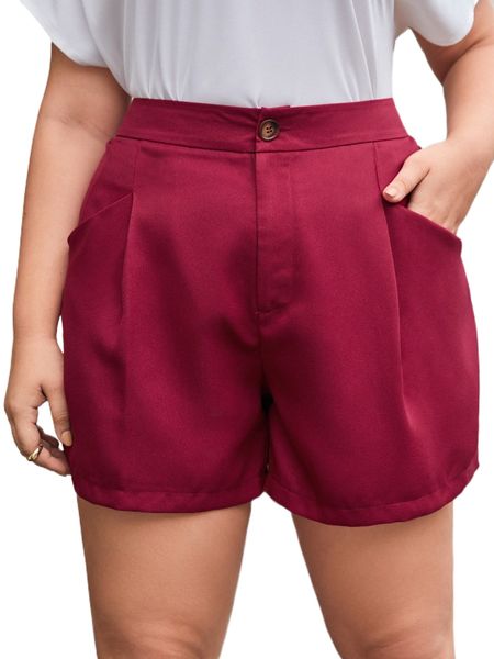 

plus fold pleated slant pocket shorts c9xk#, Black