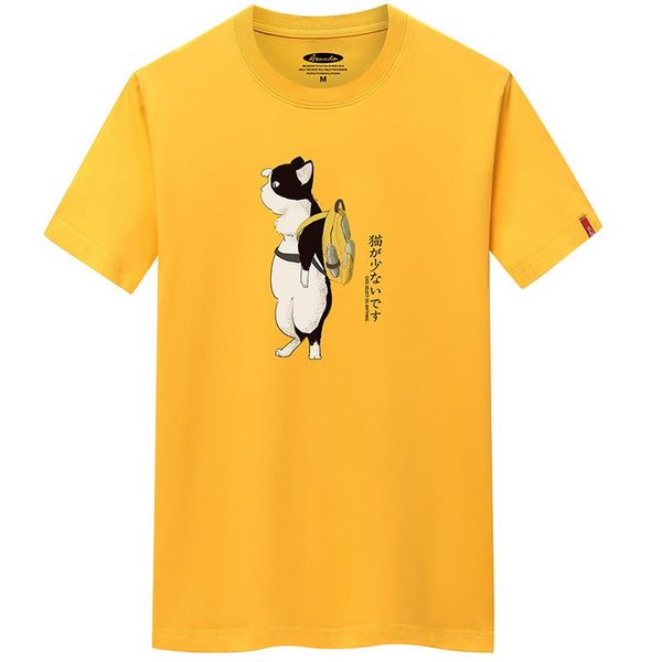

men's t-shirts summer t-shirt men casual tee short sleeve cartoon dog print tshirt man s-6xl oversize loose shirts 100% cotton, White;black