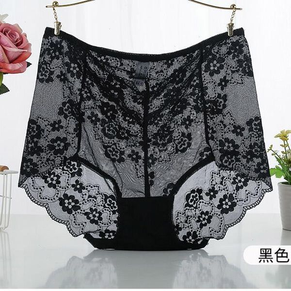 

as73 soft mesh big panty briefs summer lave ultra-thin transparent panties high waist seamless women underwear plus size 5xl, Black;pink