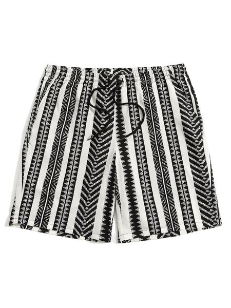 

men chevron print drawstring waist shorts j3de#, White;black