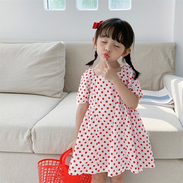 

kids dresses for girls dot pattern dresses for girl summer dress kids casual style costume girl 210412, Red;yellow