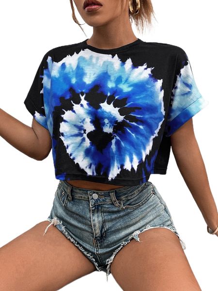 

t.ie d.ye b.atwing s.leeve c.rop tee l0el#, White