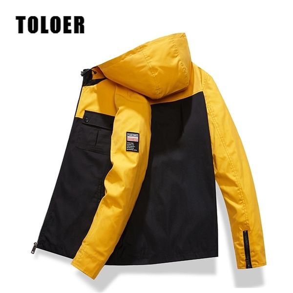 

2020 new mens spring autumn jacket zipper casual hooded bomber jakcet fashion trend personality jacket light coat parkkas coat lj201013, Black;brown