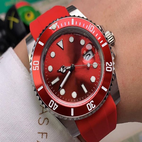 

fashion mens watch 40mm automatic mechanical watches ceramic case red wristwatch stainless steel strap waterproof design montre de280j, Slivery;brown