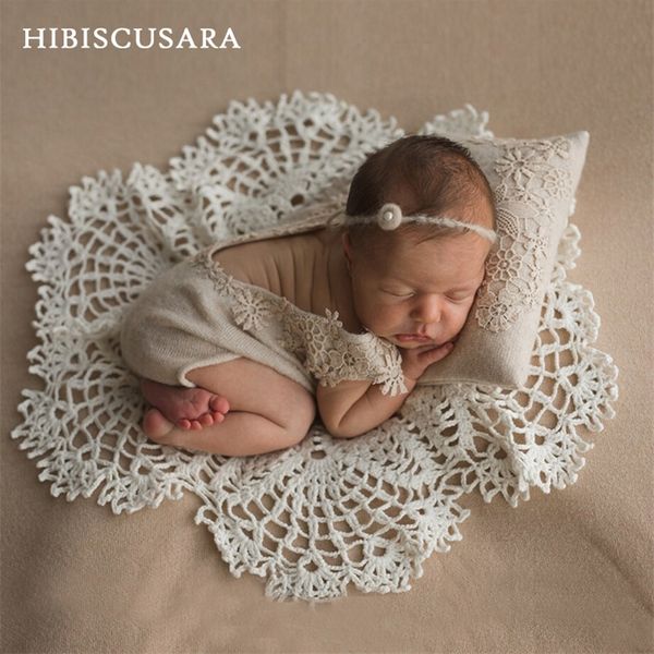 

born baby pography props round lace blanket pillow 2pcs set inelastic embroidery lace pads retro tablecloth po backdrop 220524