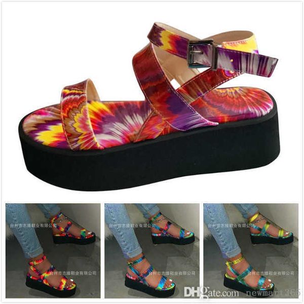 

designer women sandals colorful slides cool summer slope heel thick bottom shoes rainbow open toe one line buckle ankle strap, Black