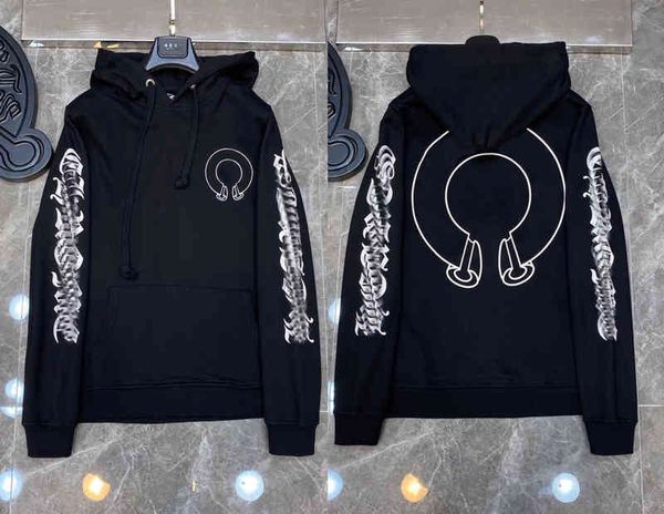 

classic mens zipper ch hoodies designer horseshoe sanskrit cross print pullover heart hooded sweatshirts sweater luxury woman jackts fate 11, Black