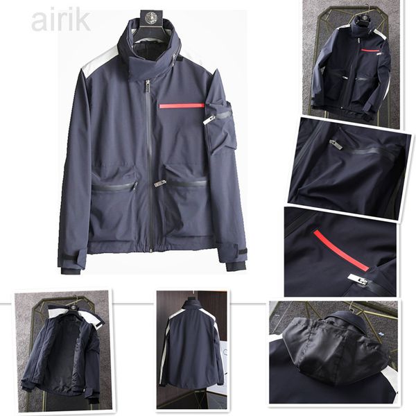 

men's biker jacket hat luxury leisure classic designer windproof sunscreen warm zipper letter decoration mens jackets for men windbreak, Black;brown