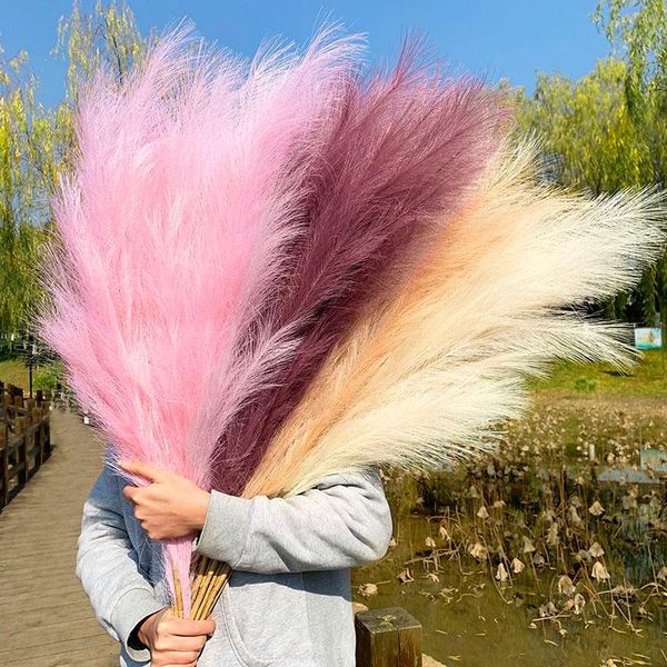 

1pc artificial pampas grass wedding flower branch vase decorations fake plants