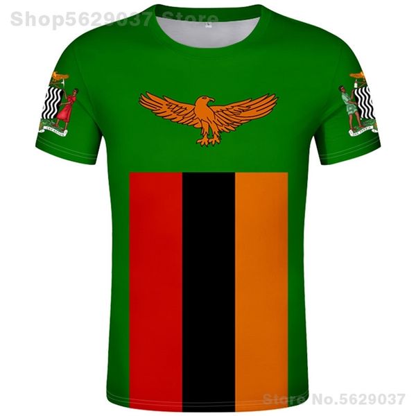

zambia t shirt diy custom made name number zmb t-shirt nation flag zm country zambian republic college print po clothing 220702, White;black