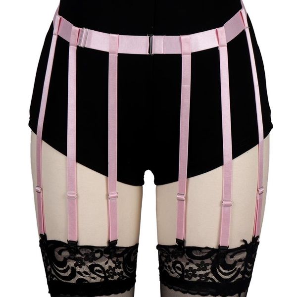 Gürtel Körper Harness Strumpfband Bein Rosa Elastische Goth Taille Hosenträger Einstellen Käfig Strümpfe Schnalle Zubehör Sexy Dessous Plus Größe