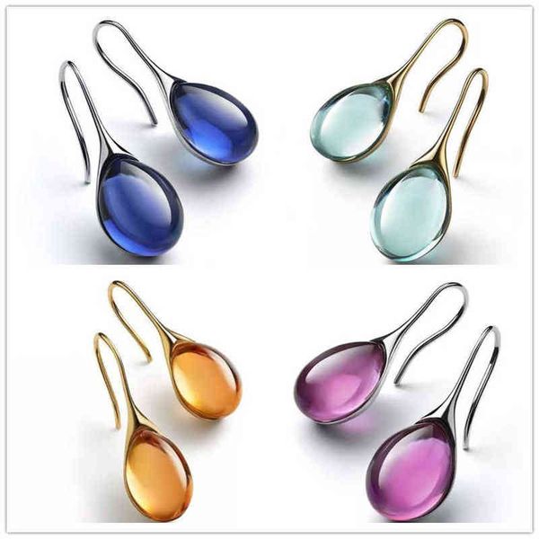 

new color inlaid water drop glass stone earrings with exaggerated personality for women's jewelry g220312, Silver