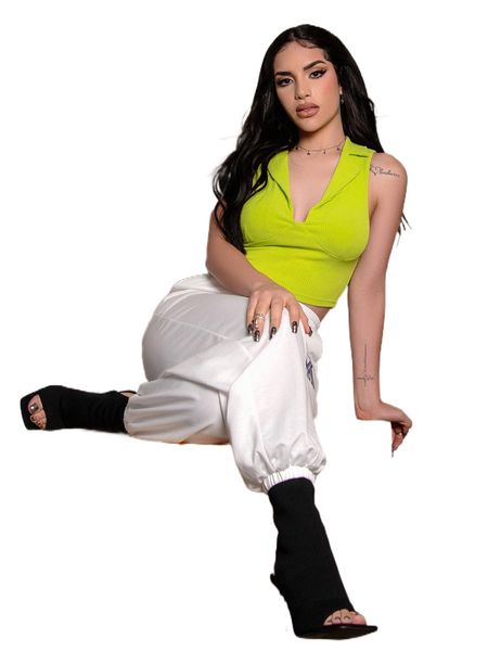 

sxy x kimberly loaiza lapel collar crop tank v6cu#, White