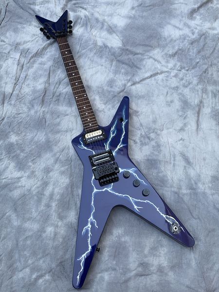 

electric guitar blue bolt handmade unique mahogany body