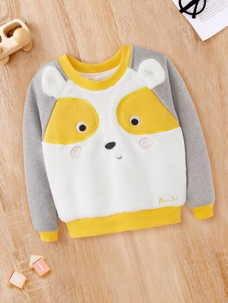 

baby colorblock cartoon pattern raglan sleeve sweatshirt she, Black
