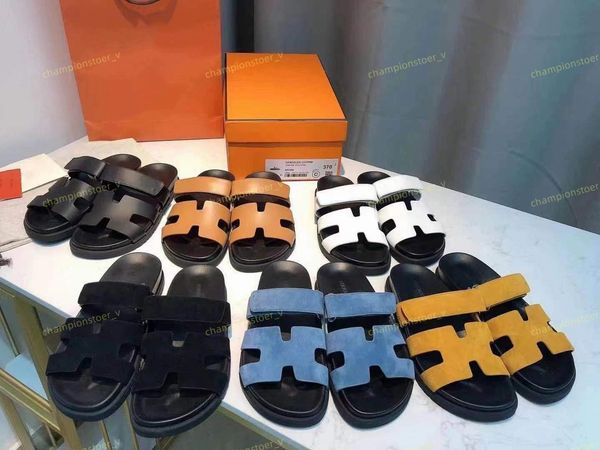 

2022 luxury chypre slippers calfskin functional wind sandals with adjustable loop design simple and smooth big size, Black;grey