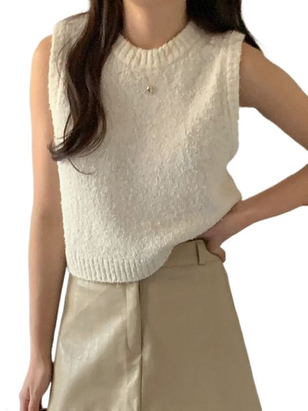 

dazy solid crop sweater vest 61ih#, White;black