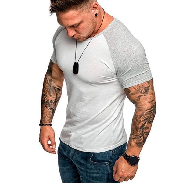 Herren-T-Shirts, Raglanärmel, atmungsaktiv, eng, T-Shirts, Elastizität, Baumwolle, täglich, einfach, einfach, Tops, Sommer, männlich, lässig, T-Shirt für Männer, O-Ausschnitt