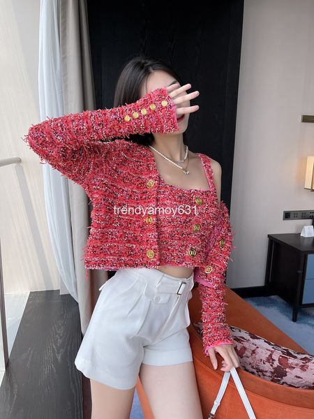 

women's knits & tees autumn and winter style button tassel french festive women's wear year's red tweed coat + vest, White