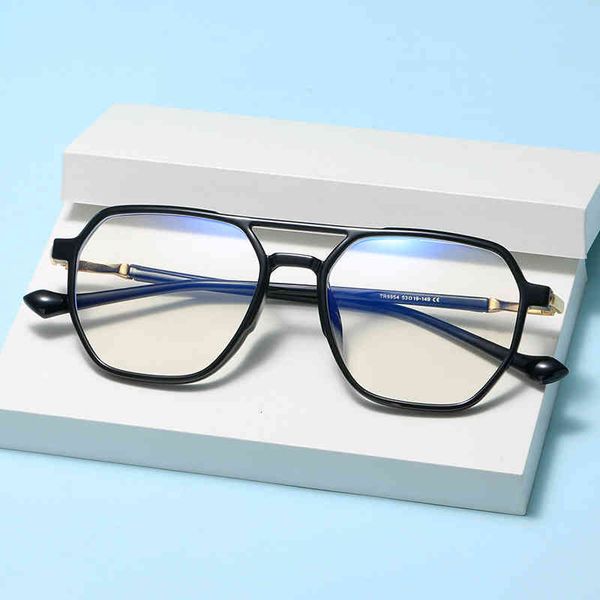 

sunglasses tr90 double beam anti blu ray glasses women's korean version fashion street s polygonal myopia frame style t954, White;black