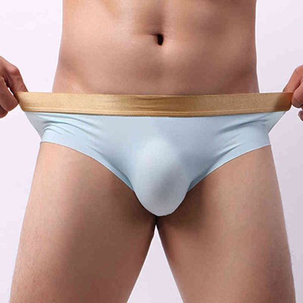 Neue Männer Sexyr Briefs Eis Seide U Konvex Enge ElasticMiddle Nahtlose Einfarbig Taille Unterwäsche G220419