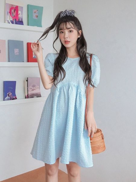 

dazy knot back puff sleeve smock dress a6jv#, Black;gray