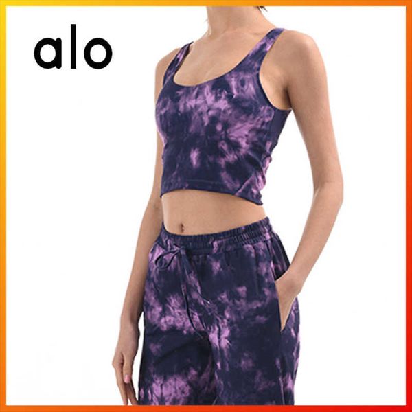 

alo yoga summer women's tube tie-dye shockproof underwear push-ups running fitness gym sports bra sy0706