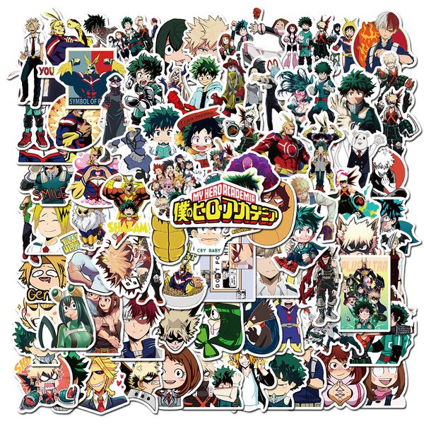 New Sexy 100pcs My Hero Academia Anime Comic Cartoon Stickers Decalcomanie Bagagli Skateboard Laptop Chitarra Graffiti Sticker Classic Kid Toys