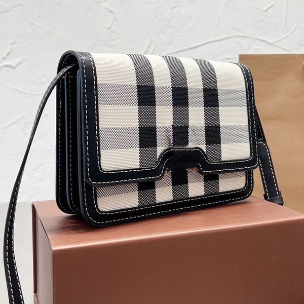 

plaid canvas with leather buckle bag crossbody shoulder bags check flip handbag lady grid women purse fashion letters removable and adjustab