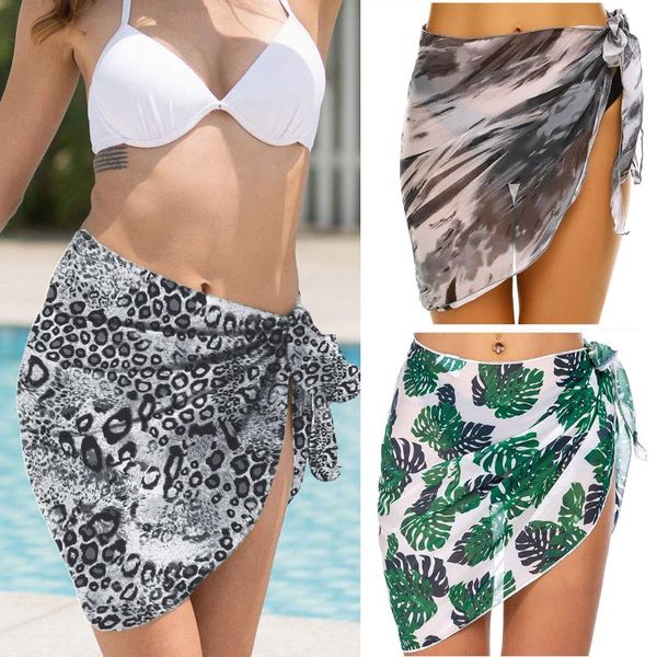 Damen Bademode Strand Cover Up Frauen Badeanzug Tunika Kurze Sarongs Kleid Sexy Bikini Pareo Wraps Chiffon Schwimmen Rock Ups für