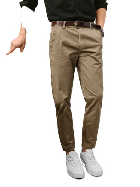 

men slant pocket tailored pants without belt m1uy#, Black