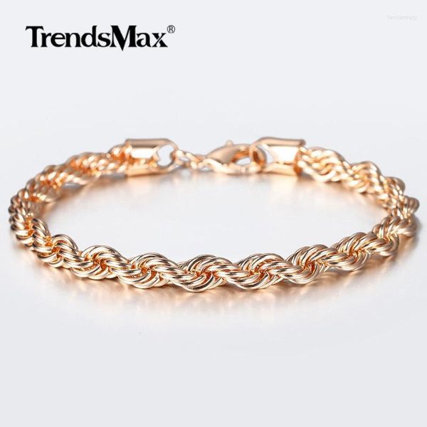 Gliederkette 5/6 mm 585 Roségold Armband Welle gedrehtes Seil für Damen Herren Schmuck Party Hochzeit Trendy 2022 CB47Link Lars22