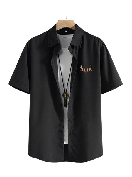 

men antler print shirt without tee p7az#, White;black