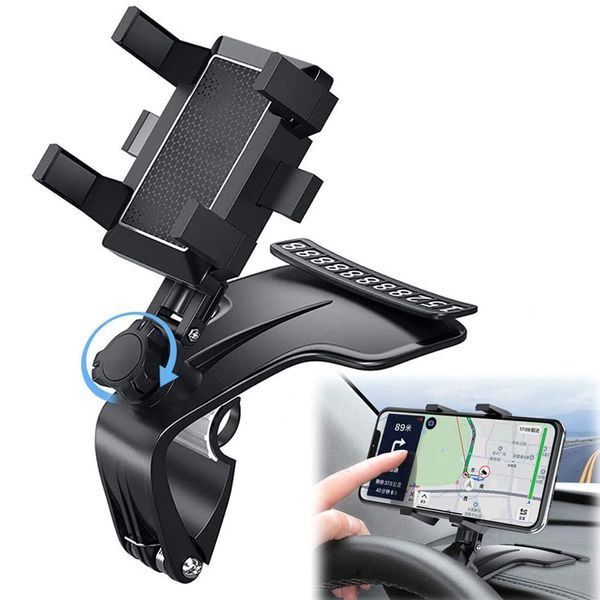 Supporto per telefono per auto Rotazione a 360 Supporto universale per cruscotto Supporti da 1200 gradi Specchietto retrovisore Visiera parasole Staffa di navigazione GPS per auto per iPhone Samsung Android