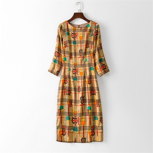 

casual dresses fashionable plaid printed dress in autumn and winter 7-sleeve slim one-step skirt ak2122-2 mk5q, Black;gray