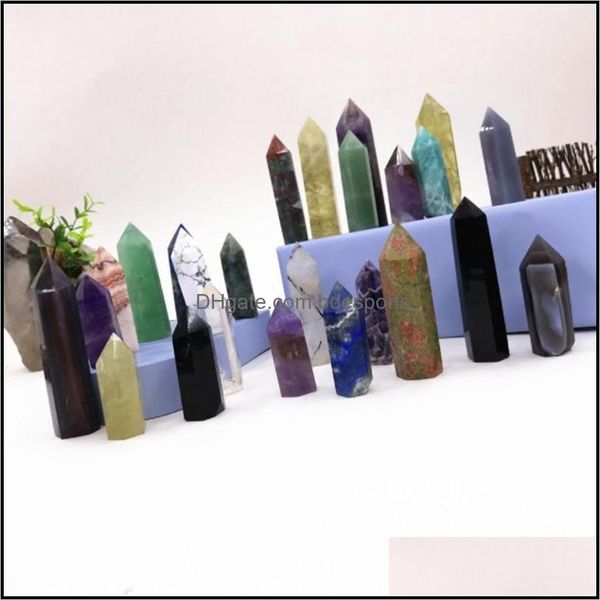 Kunst und Kunsthandwerk, Kunstgeschenke, Hausgarten, Mineralkristalle, Fluoritturm, gelbe Quarzpunkte, natürliche Streifenspitze, Reiki-Kristall, Obelisk Wa