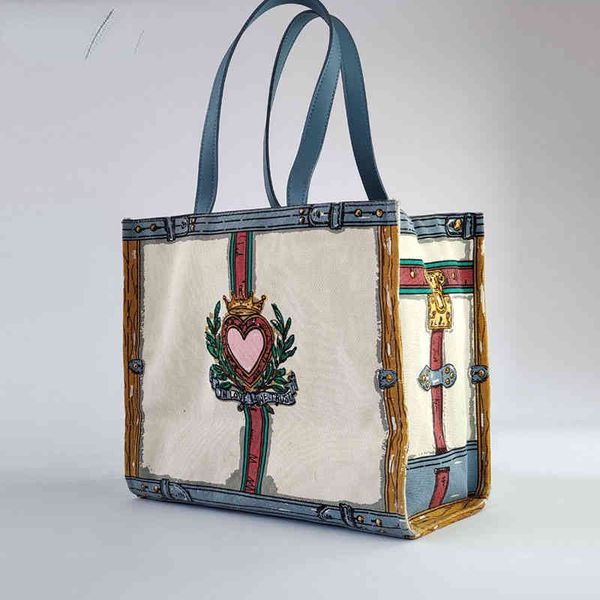 YouDa Women Canvas ombro Bolsa de ombro de desenho animado Sacos de compras de algodão Bolsas de mercearia de tecido de algodão para meninas 220611