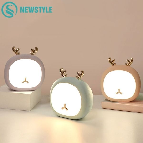 Cute Pet Night Light Deer Bunny Nursery Light For Kid Baby Stepless Touch Lampada da tavolo ricaricabile USB Decorazione della casa 220727