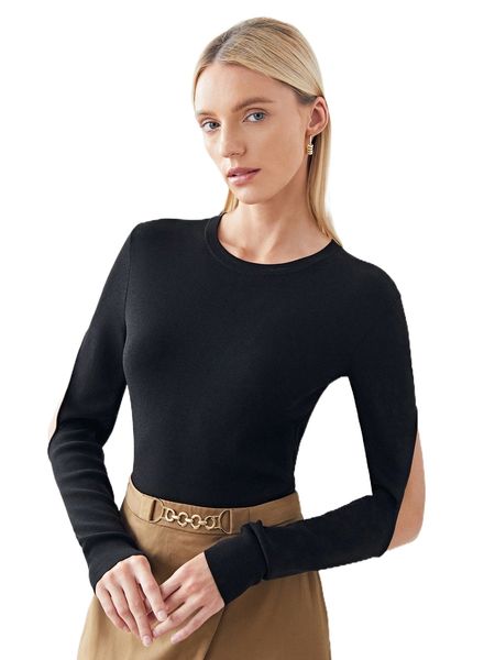 

motf premium viscose cut-out sleeve t-shirt z6es#, White