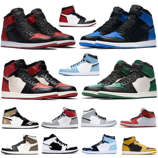 

1s jumpman basketball shoes 1 high og mens bred patent unc toe bordeaux 1th university blue dark mocha shadow twist seafoam white outdoor sn