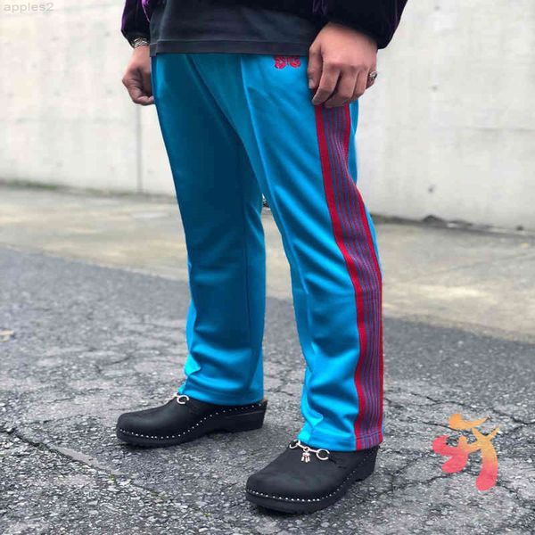 

oversize needles sportswear men women limited track blue red butterfly embroidery jacket trousers awge striped ribbon suit, Black
