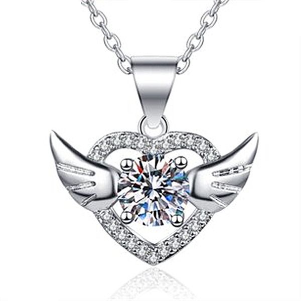 Хрустальное подвесное ожерелье для женщин Симпатичное крыло Сердце Хукер Ожежее