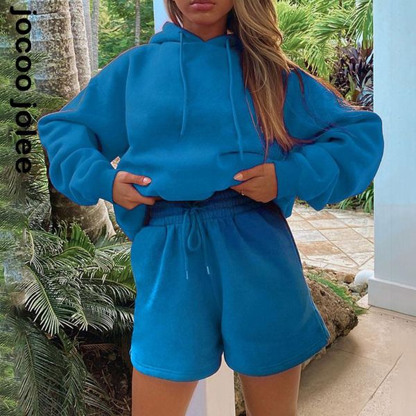 

women's tracksuits casual solid tracksuit women sets two piece long sleeve hooded sweatshirt oversized biker shorts sports sweat suit l, Gray